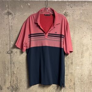 Travis Matthew men’s Two-Tone Polo Shirt - Red/pink and Blue